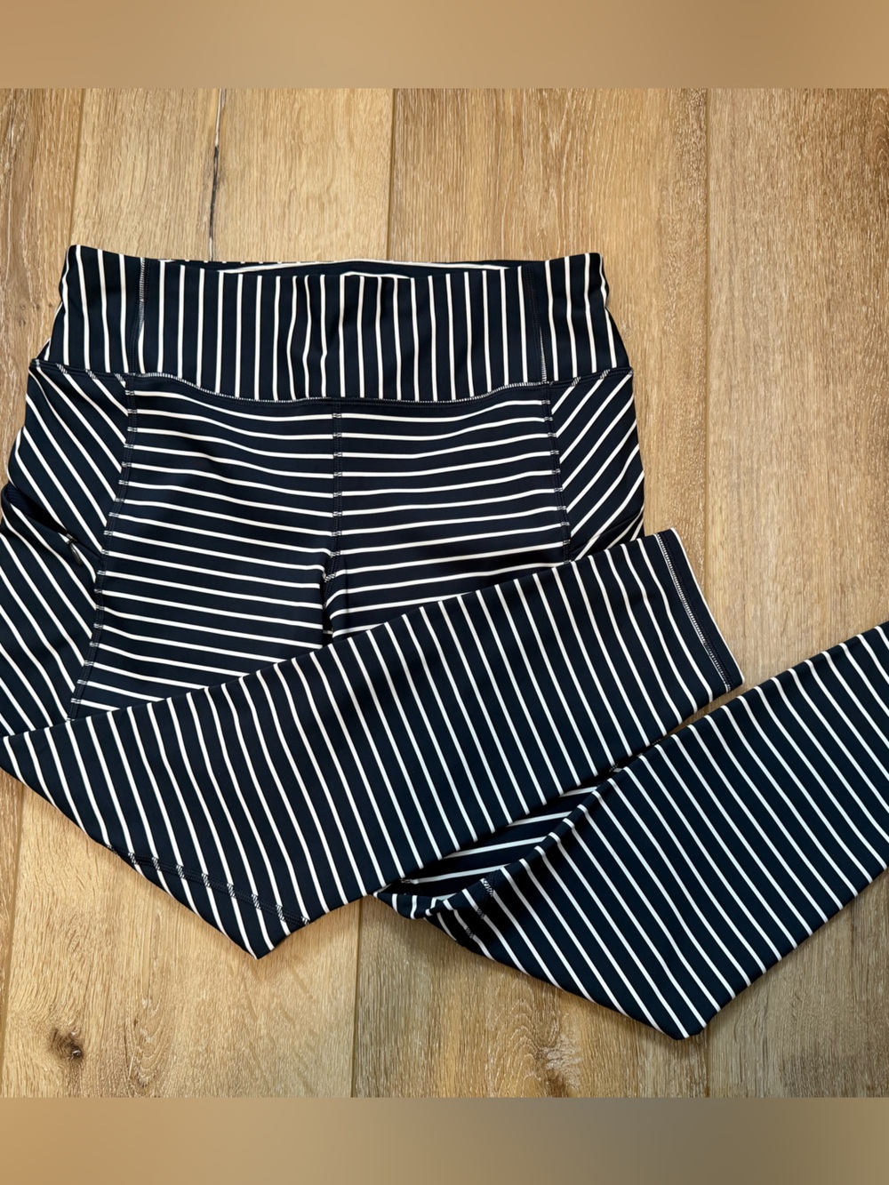 Athleta blue and white striped leggings. Never worn. - Picture 2 of 5